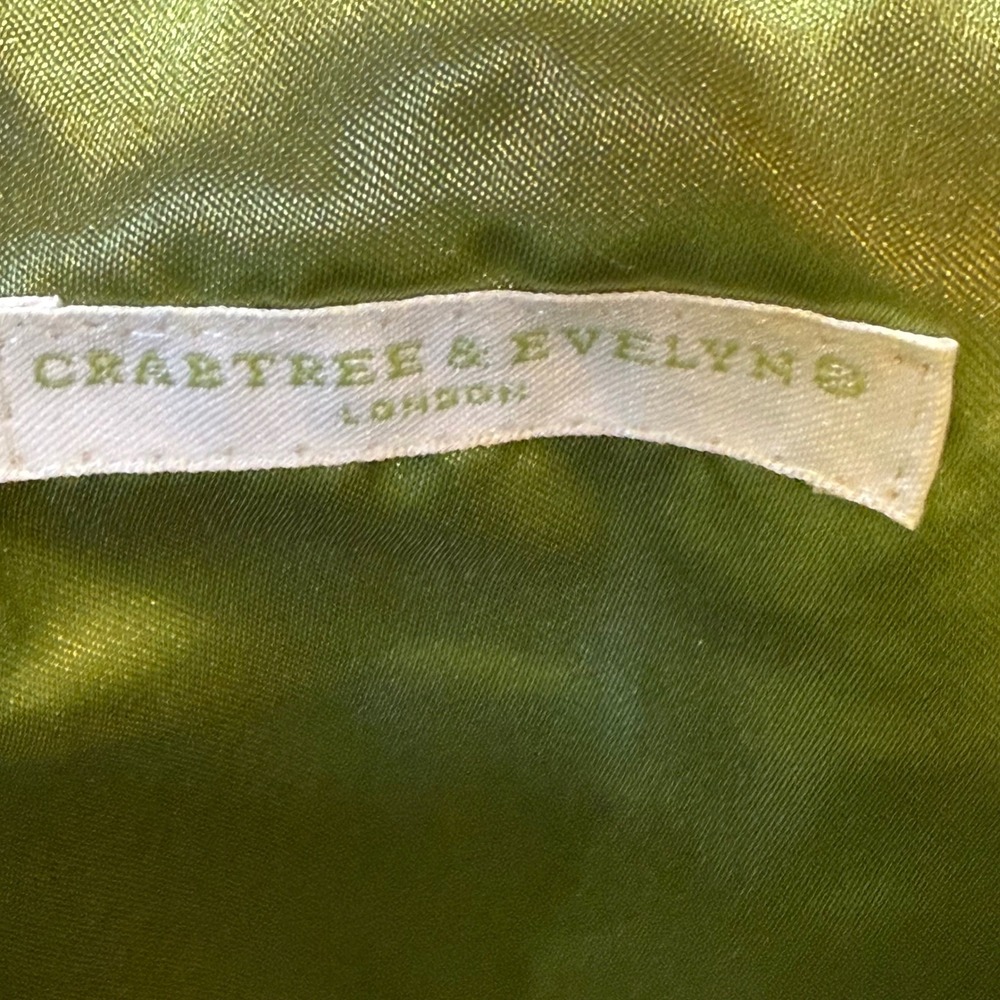 Crabtree & Evelyn London Lime Green Ribbed Satin Kiss Lock Makeup Bag Clutch - Picture 5 of 9